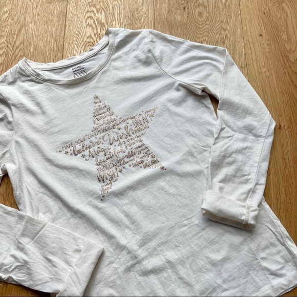 OFF WHITE & GOLD LONG SLEEVES GRAPHIC  TEE - Picture 4 of 11